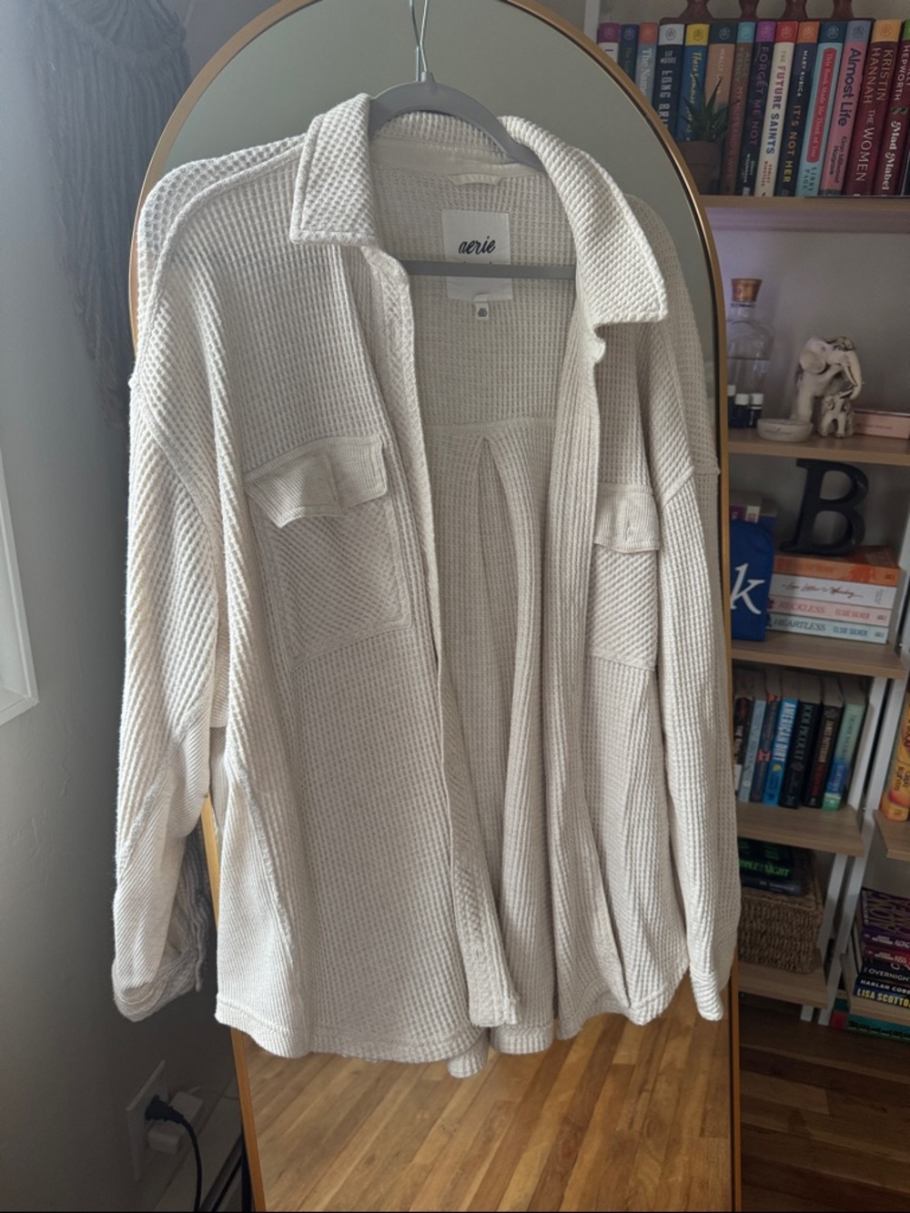 aerie Off-White Waffle Knit Shacket